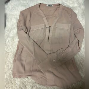Express Light Pink Zipper Portofino Blouse